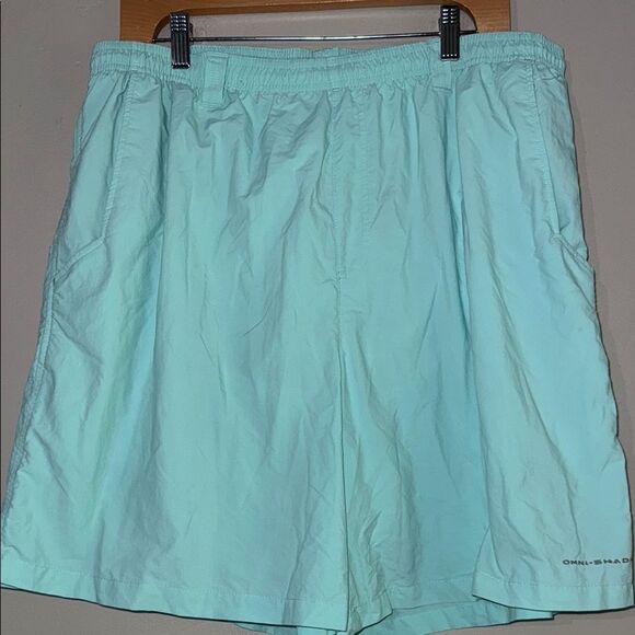Columbia Light Green/Blue PFG Sports Shorts - Picture 4 of 10